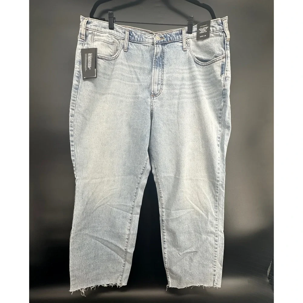 Silver‎ Jeans Co. High Rise Straight Leg Jeans 20W 28 Plus Sz Light Wash Raw Hem
